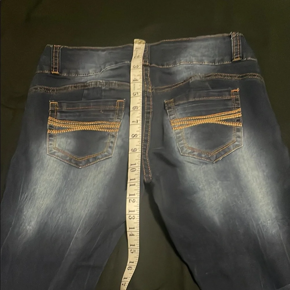 VIP Blue Jeggings with Stretch and Faded Design - Picture 3 of 5